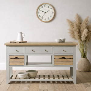 Marlborough Dove Grey Large Kitchen Island with Black Granite Top