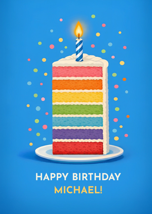Happy Birthday Personalised Rainbow Cake Card