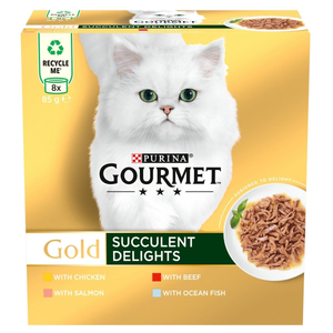 Purina Gourmet Gold Succulent Delights Adult Wet Cat Food (Mixed) - Pack Size : 8 x 85g Tins