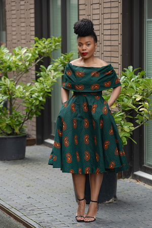 Oyin Green and Brown Dress