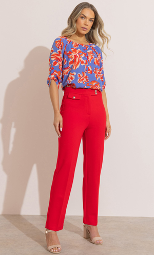 Ponte Straight Leg Trousers - Red