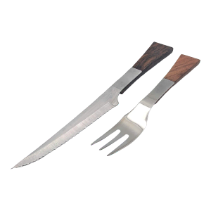 Mid 20th Century Vernco Rosewood and Stainless Steel Knives and Forks, Set of 8 Pieces of Flatware