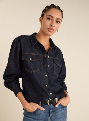 Heather Organic Denim Shirt - UK 14 | EU 40 | US 10 / Dark Denim