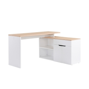 HOMCOM Escritorio informático multimedia modular multi-espacios de almacenamiento doble nicho + cajón y armario en madera