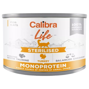 Calibra Life Sterilised Wet Cat Food (Turkey) - Pack Size : 6 x 200g Cans