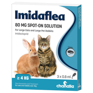 Imidaflea Spot-On Solution 80mg for Large Cats and Rabbits (3 Pipettes)