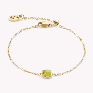 Elegance Gold Plated Bracelet Green Jade August Birthstone