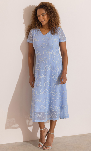 Anna Rose Embellished Midi Dress - Sky