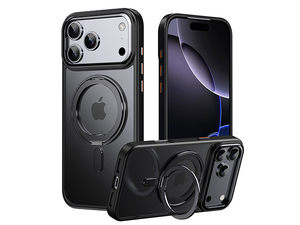 Magnetic Ring Stand Case for iPhone 17 Pro Max - Black