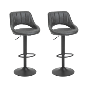 HOMCOM Barstools Set of 2 Adjustable Swivel Height Gas Lift PU Leather Counter Chairs with Footrest