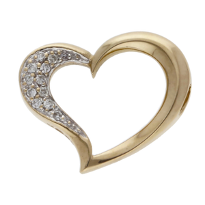 Pre-Owned 9ct Yellow Gold Diamond Set Heart Pendant