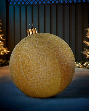 Inflatable Tinsel Christmas Bauble, Gold, 66 cm