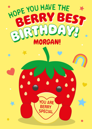 Have The Berry Best Birthday Illustrated Strawberry Character Card
