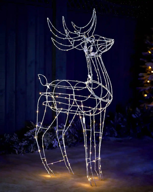 Pre-Lit 3D Standing Stag, 110 cm
