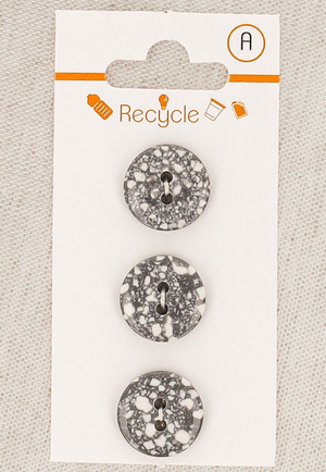 Carte de 3 boutons gris 15 mm 2 trous - Terrazzo