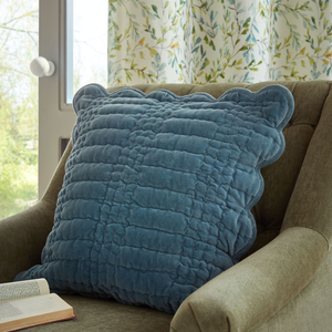 Laura Ashley Scalloped 43cm x 43cm Filled Cushion Seaspray