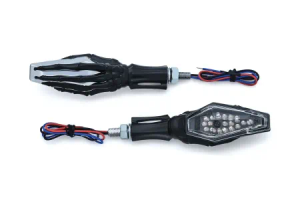 Kuryakyn Skeleton Hand Turn Signals With Black Stem & Chrome Heads (2529)