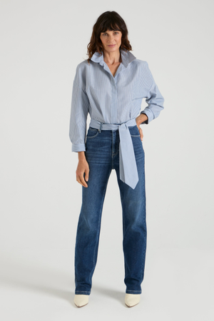 The Miryam Shirt | Faded Navy Pinstripe [Blue]