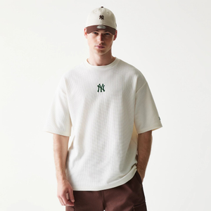 New York Yankees MLB Waffle Open White Oversized T-Shirt