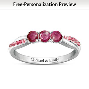 Ruby Sterling Silver Personalized Ring