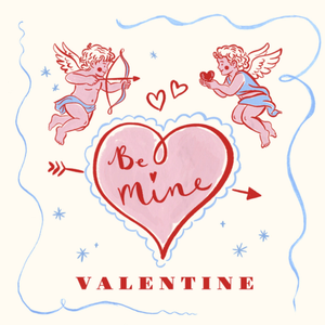 Cute Cupid Illustration Be Mine Valentine’s Day Card