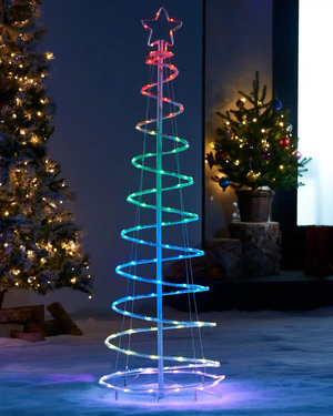 Pre-Lit Spiral Christmas Tree, Multi-Coloured, 150 cm