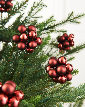 Set of 10 Glass Berry Cluster Baubles, Burgundy