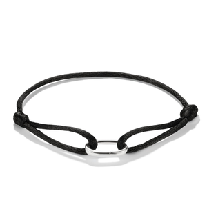 Connect Silver Black Textile Charm Bracelet