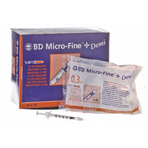 BD Microfine + Demi 0.3ml U100 Insulin Syringes (Box of 100)