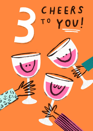 3 Cheers To You Illustrated Glasses Card