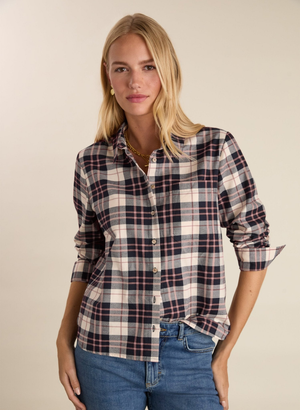 Hailey Organic Cotton Checked Shirt - UK 12 | EU 38 | US 08 / Navy & Pink Check