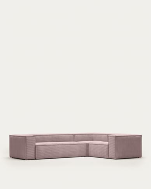 Blok 4-seater corner sofa thick pink corduroy 320 x 230 cm / 320 x 230 cm