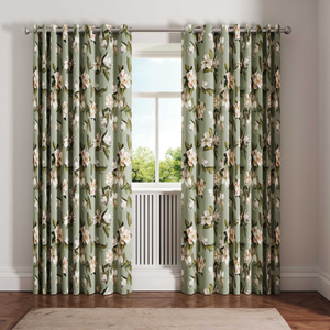 Opal Floral Lined Curtains, Sage