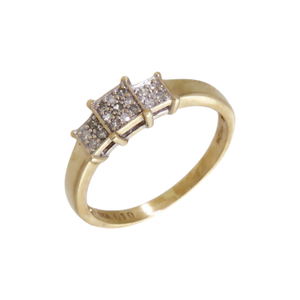 Pre-Owned 9ct Yellow Gold 0.10ct Diamond Trilogy Cluster Ring