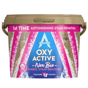 Astonish Oxy Active Stain Remover Powder 3kg, Non Bio Fabric Stain Remover for Colours and Whites I 138 Washes