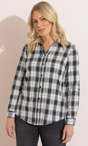 Anna Rose Embellished Checked Shirt - Black/White
