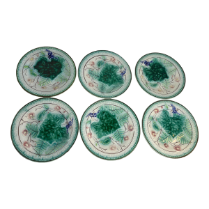 Antique Set of 6 German Majolica Plates