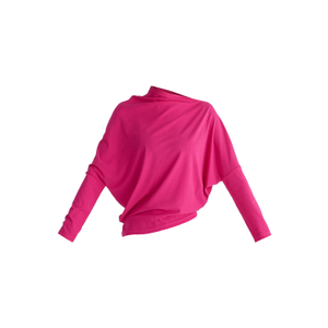 Asymmetric Draped Lyocell Jersey Top In Hot Pink (S)