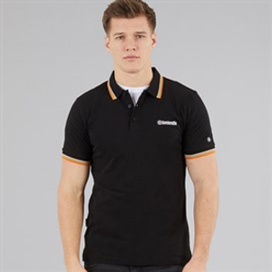 Lambretta Mens Triple Tipped Polo Shirt Black Stone/Cash/Orange