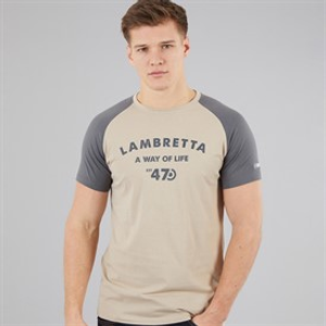 Lambretta Mens Raglan 47 T-Shirt Stone