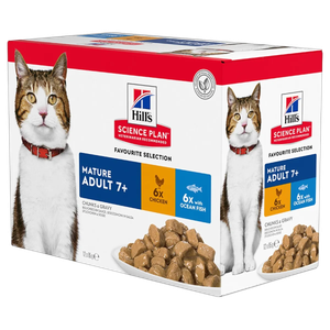 Hills Science Plan Mature Adult 7+ Cat Food Pouches (Favourite Selection)