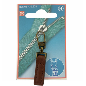 Tirette pour fermeture éclair - Cuir marron