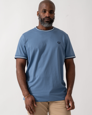 Fred Perry Mens Twin Tipped T-Shirt - Ace Blue/Snow White/Tennis Blue 89A
