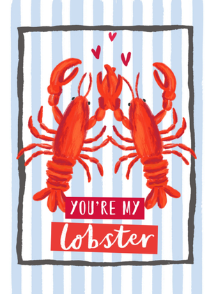 Cute Lobster Couple Illustration You're My Lobster Valentine's Day Card