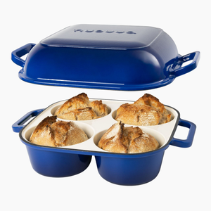 Enameled Cast Iron QuadPro Bread Loaf Pot, Non-Stick Dutch Oven, 12.5cm, Dark Blue