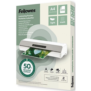 Fellowes Recycled Laminating Pouches 80 Micron A4 Matt (Pack of 100) 100143435