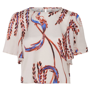 Birds Of A Feather Cream And Red Rene Short Sleeve Blouse (L)