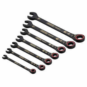 Draper Expert 03911 HI-TORQ® Metric Reversible Ratchet Combination Spanner Set, Black (7 Pieces)