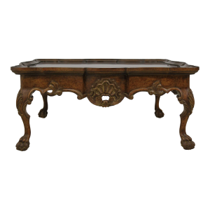 Georgian Carved Walnut Finish Coffee Cocktail Table