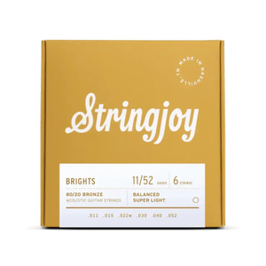 Stringjoy Brights 80/20 Bronze Acoustic Guitar Strings - Super Light Gauge (.011 - .052)